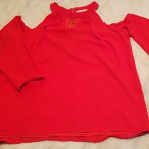 Vibrant Red Cold Shoulder Blouse